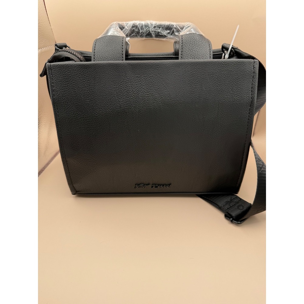 Betsey Johnson Xonora Black Embossed Charm Tote Bag Paris Eiffel Tower New - Picture 5 of 9